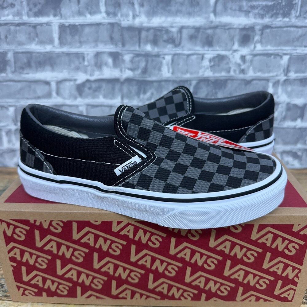 Vans Classic Slip On Checkerboard Black Pewter Shoes Toddlers Baby Size 8 New - Picture 2 of 5